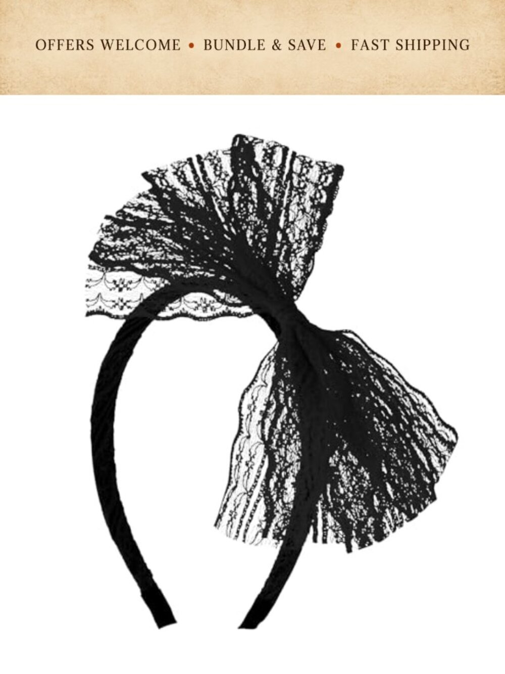 Lace Bow Headband 80s Costume Hair Accessory Retro Party